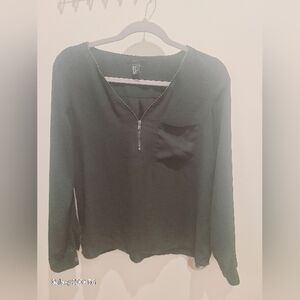 Forever 21 Black Long Sleeve Blouse with Zipper